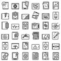 Tablet repair icons set, outline style Royalty Free Stock Photo