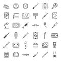 Tablet repair icons set outline vector. Break head Royalty Free Stock Photo