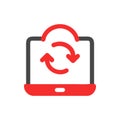 Tablet with Rotating Arrows Icon for Data Transfer or Sync Concept Royalty Free Stock Photo