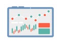 Tablet screen with diagram and charts semi flat colour vector object Royalty Free Stock Photo