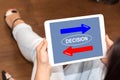 Decision concept on a tablet Royalty Free Stock Photo