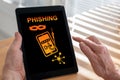 Phishing concept on a tablet Royalty Free Stock Photo