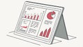 Tablet with chart display, depicting data visualization and digital analytics vector design Generative AI Royalty Free Stock Photo