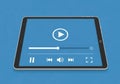 Tablet displaying a video player interface with controls Royalty Free Stock Photo