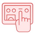 Tablet and selection hand flat icon. Hand with digital tablet pink icons in trendy flat style. Touch screen gradient