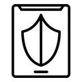 Tablet shield icon, outline style