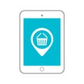 Tablet in shopping basket icon