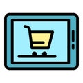 Tablet shopping icon color outline vector