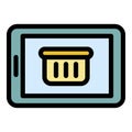 Tablet shopping icon color outline vector