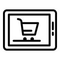 Tablet shopping icon, outline style