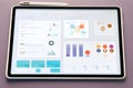 Tablet showing a blank white mockup dashboard for a note taking app. AI Generated Royalty Free Stock Photo