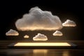 Cloud formations above a tablet representing digital technology and the concept of cloud computing Royalty Free Stock Photo