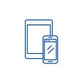 Tablet and smartphone line icon concept. Tablet and smartphone flat  vector symbol, sign, outline illustration. Royalty Free Stock Photo
