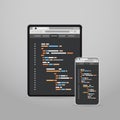 Tablet and smartphone screns cross platform application development adaptive user interface Royalty Free Stock Photo