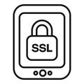 Tablet SSL certificate icon outline vector. Secure website