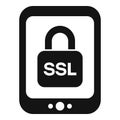 Tablet SSL certificate icon simple vector. Secure website