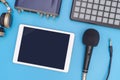 Tablet on studio Equipment for Music application mock up