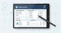 On the tablet suggesting interactivity. Background features medical Royalty Free Stock Photo