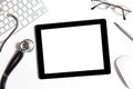 Tablet on the table of doctor Royalty Free Stock Photo