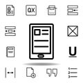 tablet, text icon. Can be used for web, logo, mobile app, UI, UX