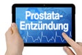 Tablet with touchscreen and the german word for prostata inflammation