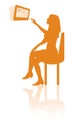 Tablet woman interacting silhouette