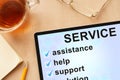 Tablet with word service. Royalty Free Stock Photo