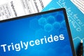 Tablet with words Triglycerides