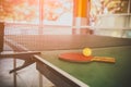 Tabletennis and balls on table. Royalty Free Stock Photo