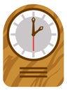 Tabletop clock icon. Wooden analog timepiece device