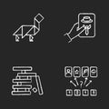 Tabletop games chalk white icons set on black background Royalty Free Stock Photo