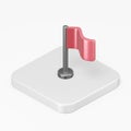 Tabletop red flag icon. 3d rendering square button key isometric view, interface ui ux element Royalty Free Stock Photo