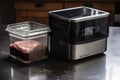 tabletop sous-vide cooking system with timer, thermometer, and precision cooker Royalty Free Stock Photo