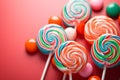 Tabletop treat a close up of a lollipop candys colorful presence