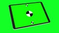 TabletPC with green screen, computer generated on green background. Touchscreen device, 3d rendering. Computer generated