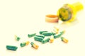 Tablets capsules pills yellow green