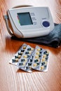 Tablets and the device for pressure measurement Royalty Free Stock Photo