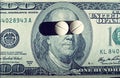 Tablets on dollar bills (treatment, addiction, aging - concept). Vintage effect. Royalty Free Stock Photo