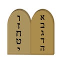 Tablets Jewish from 10 commandments icon, flat, cartoon style. Jewish religious holiday Shavuot, concept. Isolated on