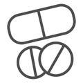 Tablets line icon. Medicines illustration isolated on white. Drugs or pills outline style design, designed for web and Royalty Free Stock Photo