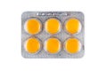 tablets lozenges in a blister pack for coughing in the throat white background Royalty Free Stock Photo