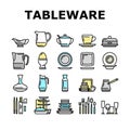 Tableware For Banquet Or Dinner Icons Set Vector Royalty Free Stock Photo