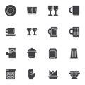 Tableware, crockery vector icons set Royalty Free Stock Photo