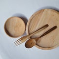 tableware made of wood in the form of plates, spoons and forks part-3 Royalty Free Stock Photo