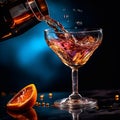 Tableware Martini glass being filled with wine, a cocktail ingredient,generated bi AI Royalty Free Stock Photo