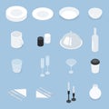 Tableware Objects Set Isometric Illustration Royalty Free Stock Photo