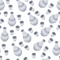 Tableware seamless pattern, pitcher and cup for drinks Royalty Free Stock Photo
