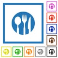 Tableware set solid flat framed icons Royalty Free Stock Photo
