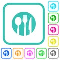 Tableware set solid vivid colored flat icons Royalty Free Stock Photo