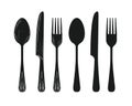 Tableware such as spoon, knife, fork silhouette. Royalty Free Stock Photo